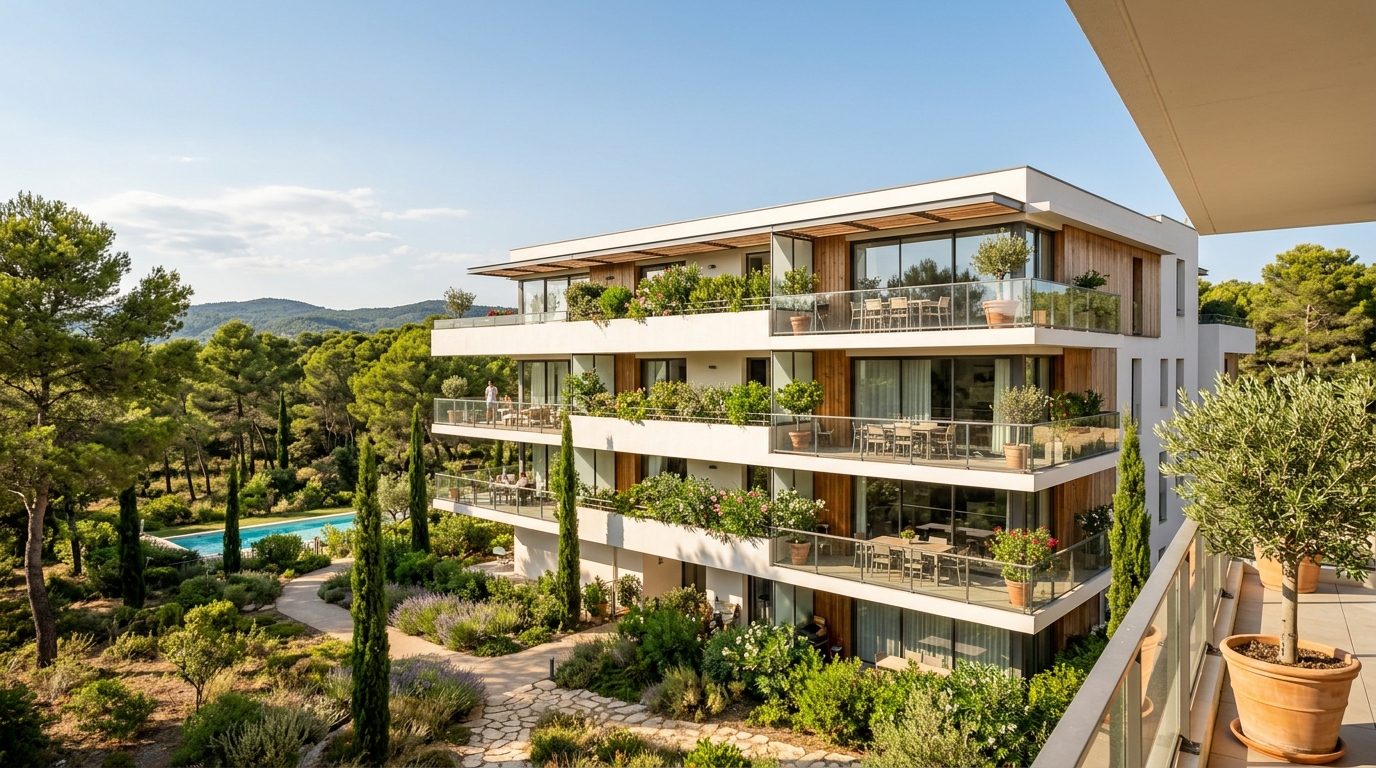 Vue extérieure de la résidence neuve Grabels Park près de Montpellier